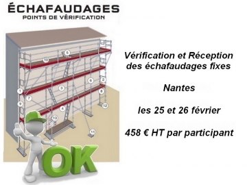 Formation Vérification et Réception des échafaudages fixes - Nantes -