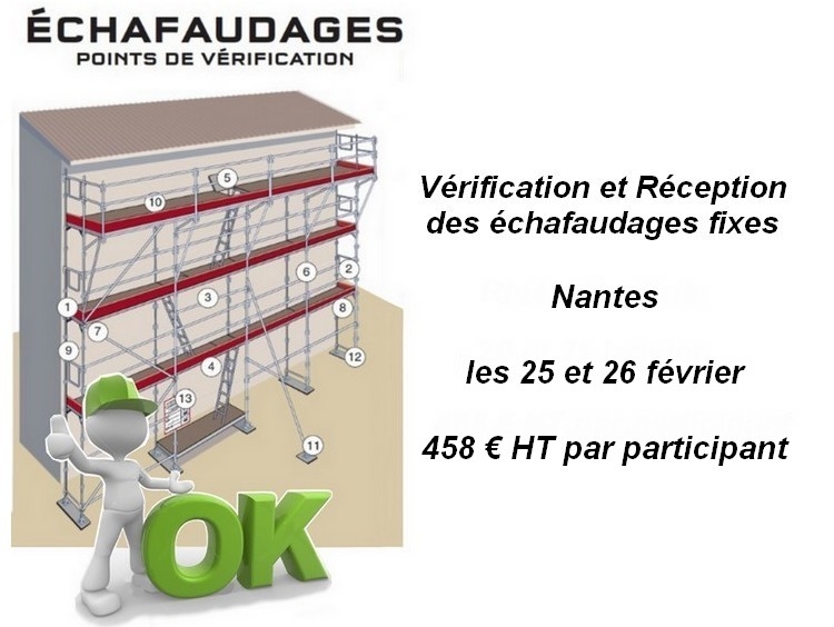 Formation Vérification et Réception des échafaudages fixes - Nantes -