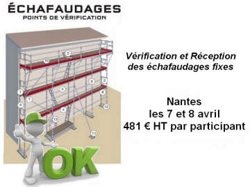 Formation Vérification et Réception des échafaudages en Région Nantaise