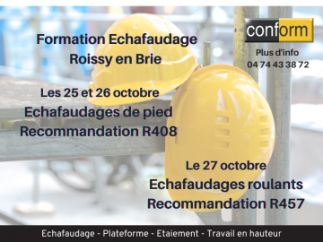 Formations R408 & R457 - échafaudage de pied et roulant - montage et utilisation - Roissy en Brie