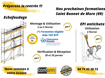 Formation Echafaudage R408 INRS sur Lyon Est