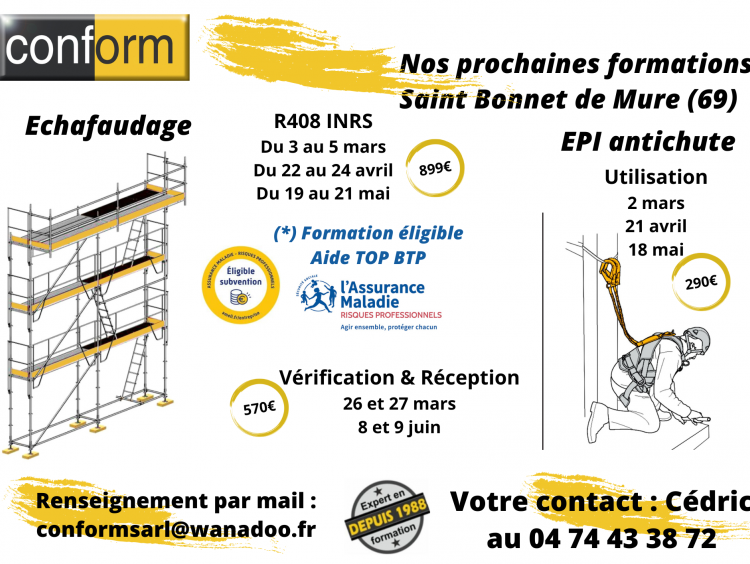 Formation Echafaudage R408 INRS sur Lyon Est